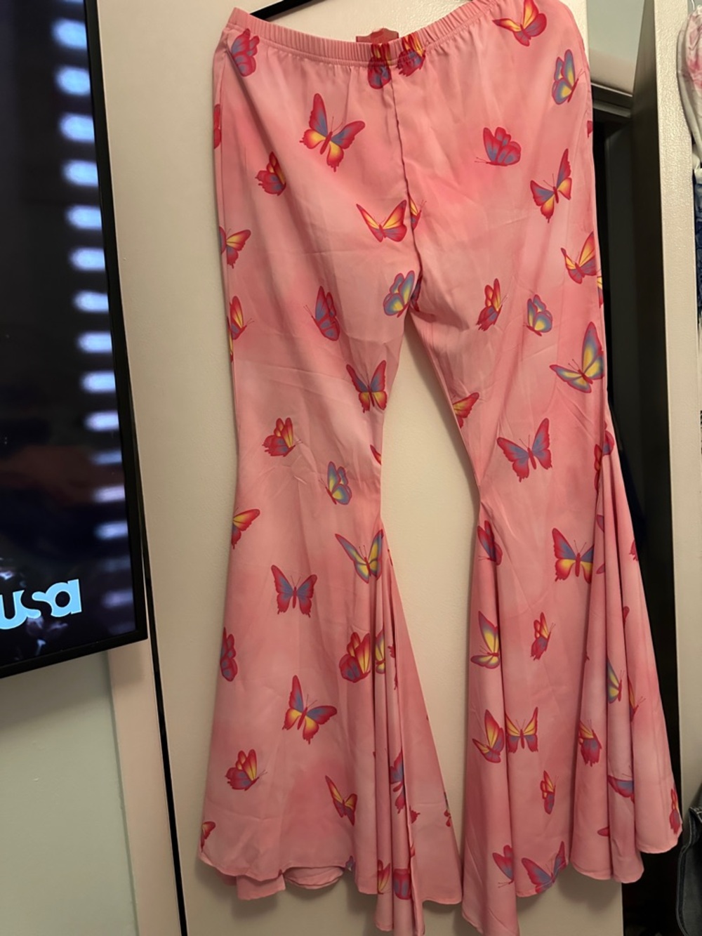 Sugar Thrillz Pink Butterfly Flare Pants
